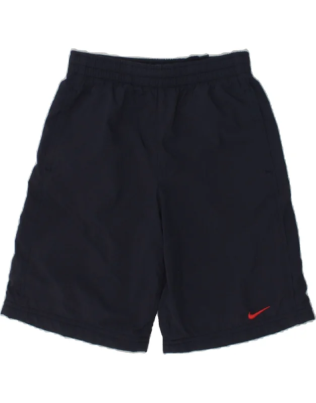 NIKE Boys Sport Shorts 6-7 Years Large Navy Blue Polyester