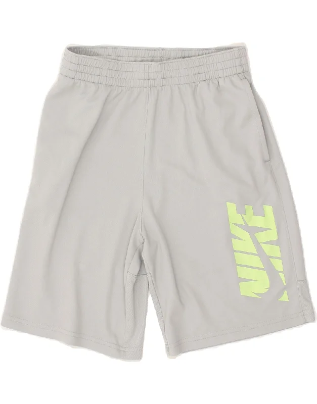 NIKE Girls Graphic Sport Shorts 13-14 Years XL Grey Polyester