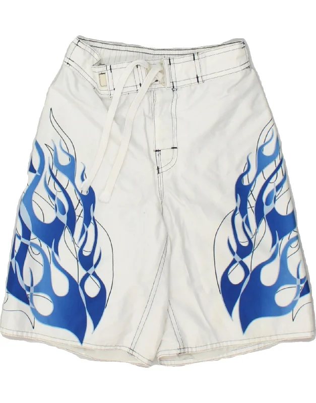 OLD NAVY Boys Graphic Swimming Shorts 6-7 Years Small White Nylon