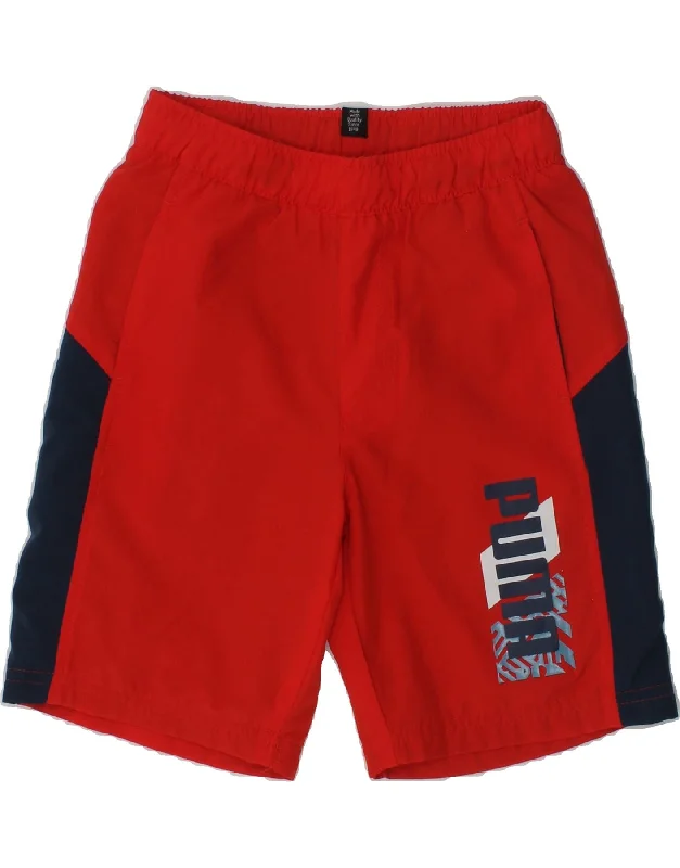 PUMA Boys Graphic Sport Shorts 5-6 Years Red Colourblock