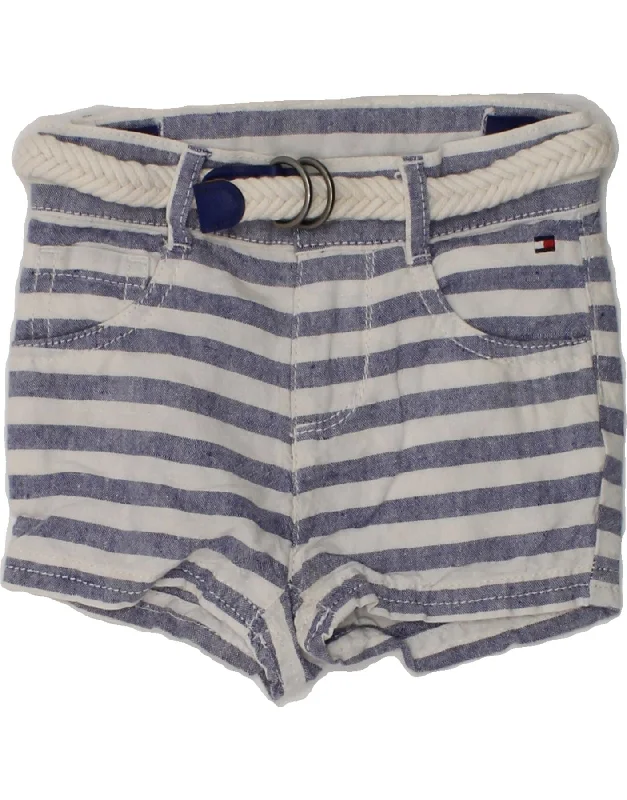 TOMMY HILFIGER Baby Boys Casual Shorts 9-12 Months W18 Blue Striped Linen