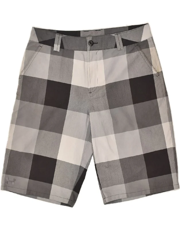 UNDER ARMOUR Boys Chino Shorts 13-14 Years XL W30 Black Check Polyester