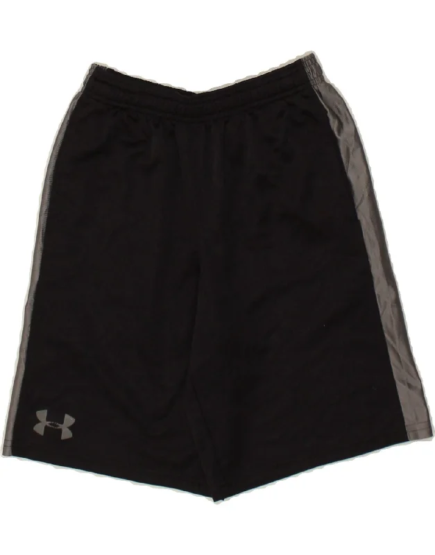 UNDER ARMOUR Boys Graphic Sport Shorts 9-10 Years Medium Black Colourblock