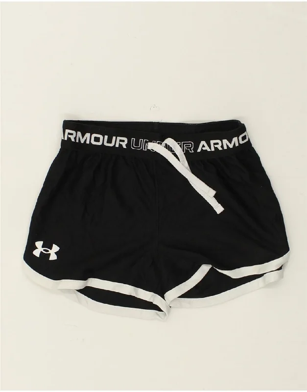 UNDER ARMOUR Girls Graphic Sport Shorts 7-8 Years Small Black